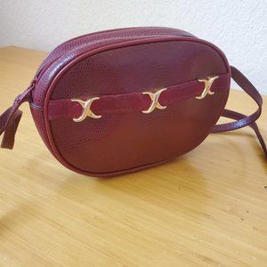 PH.BRUMAIN Made in France Burgundy Pebble Leather Crossbody Bag Purse